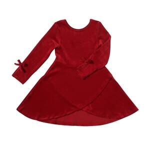 NEW VIGNETTE kid's shiloh dress in red velour